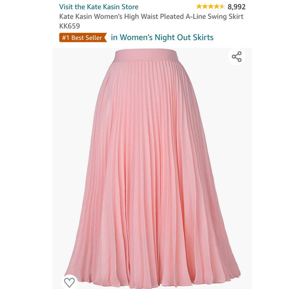Kate Kasin High Waist Pleated A-Line Swing Skirt -Small - Picture 2 of 10